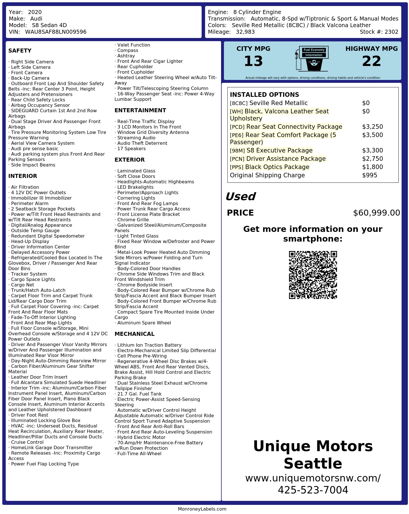 Monroney Label