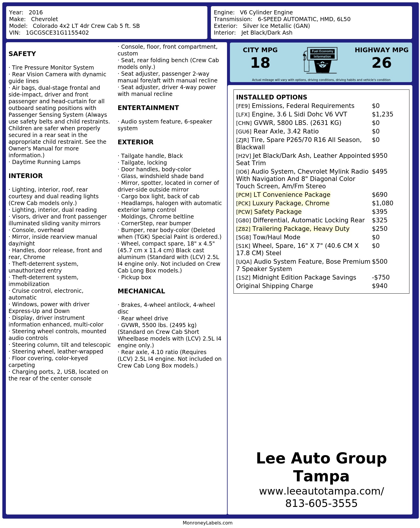 Monroney Label