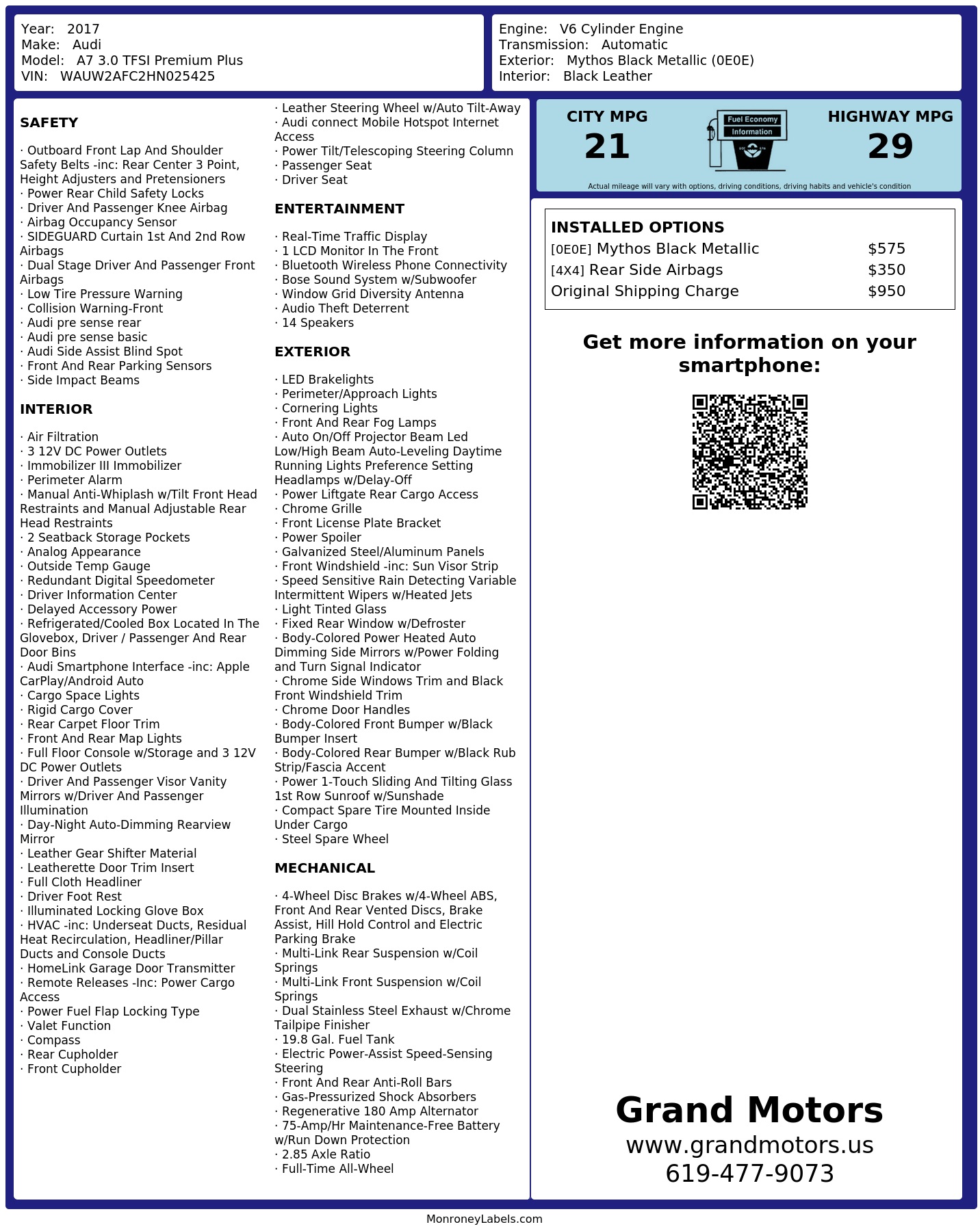 Monroney Label