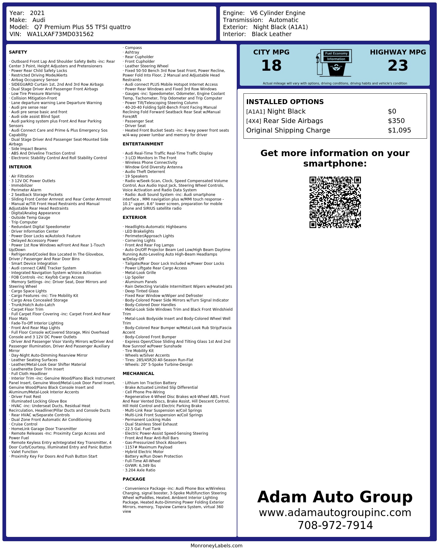 Monroney Label