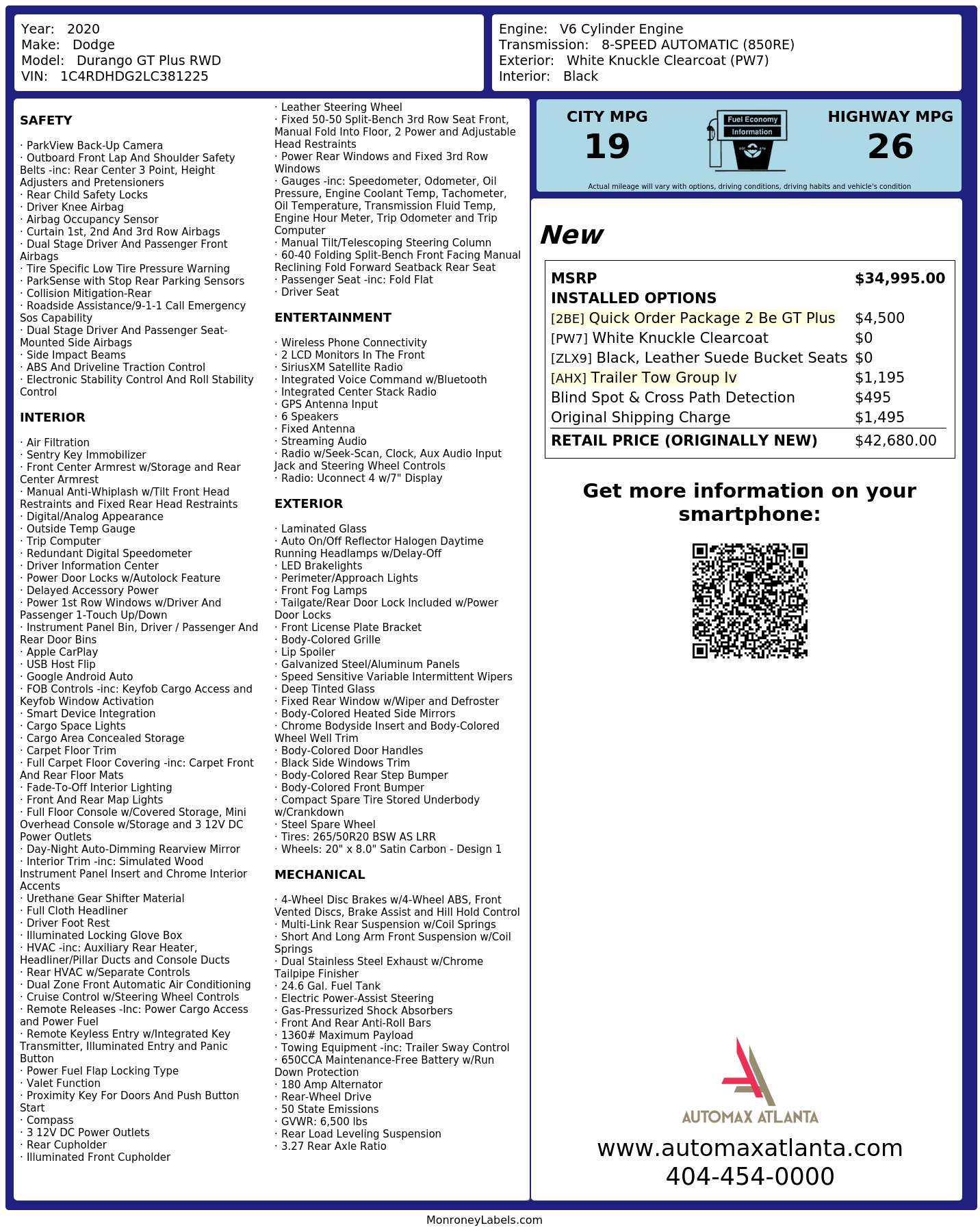 Monroney Label