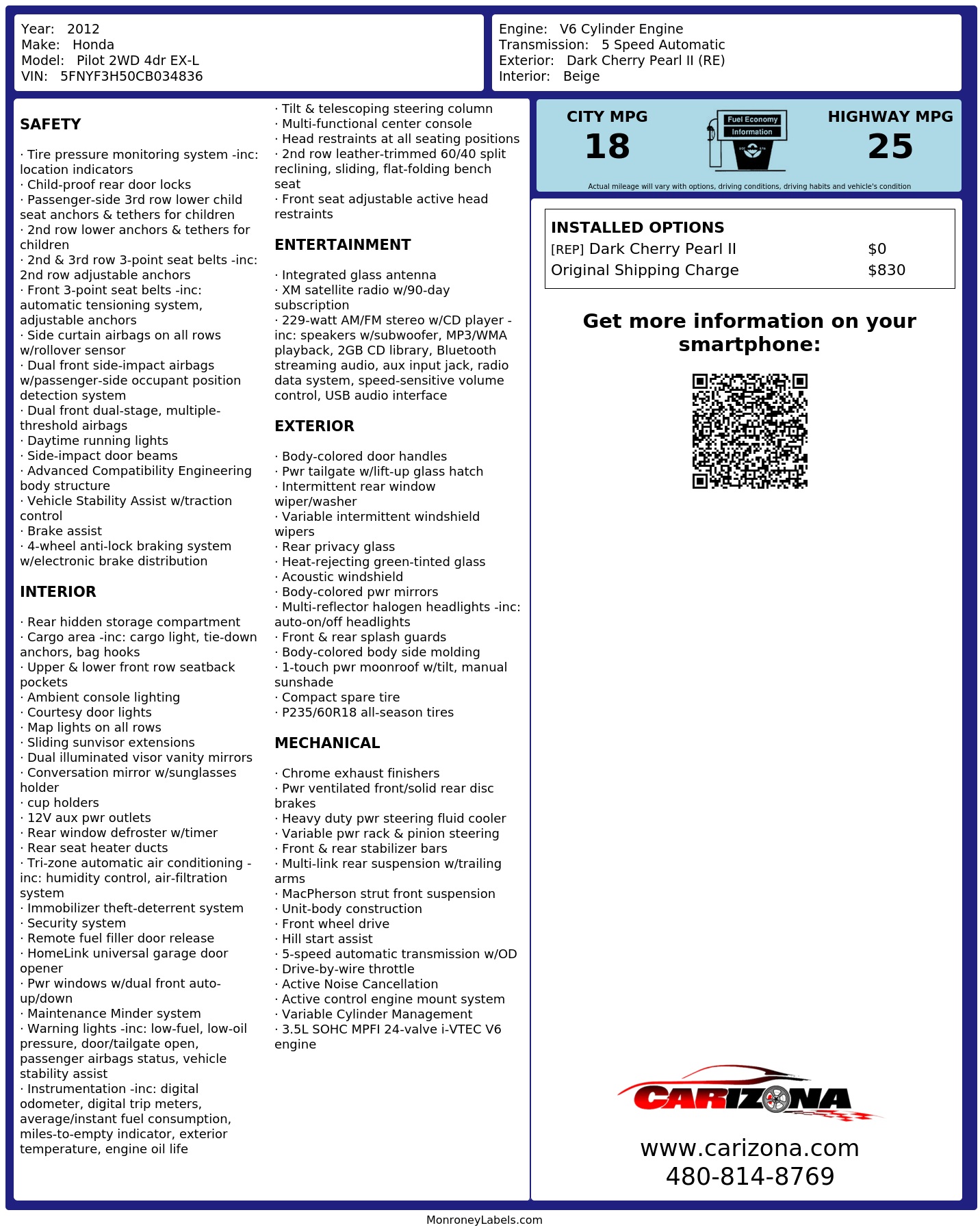 Monroney Label