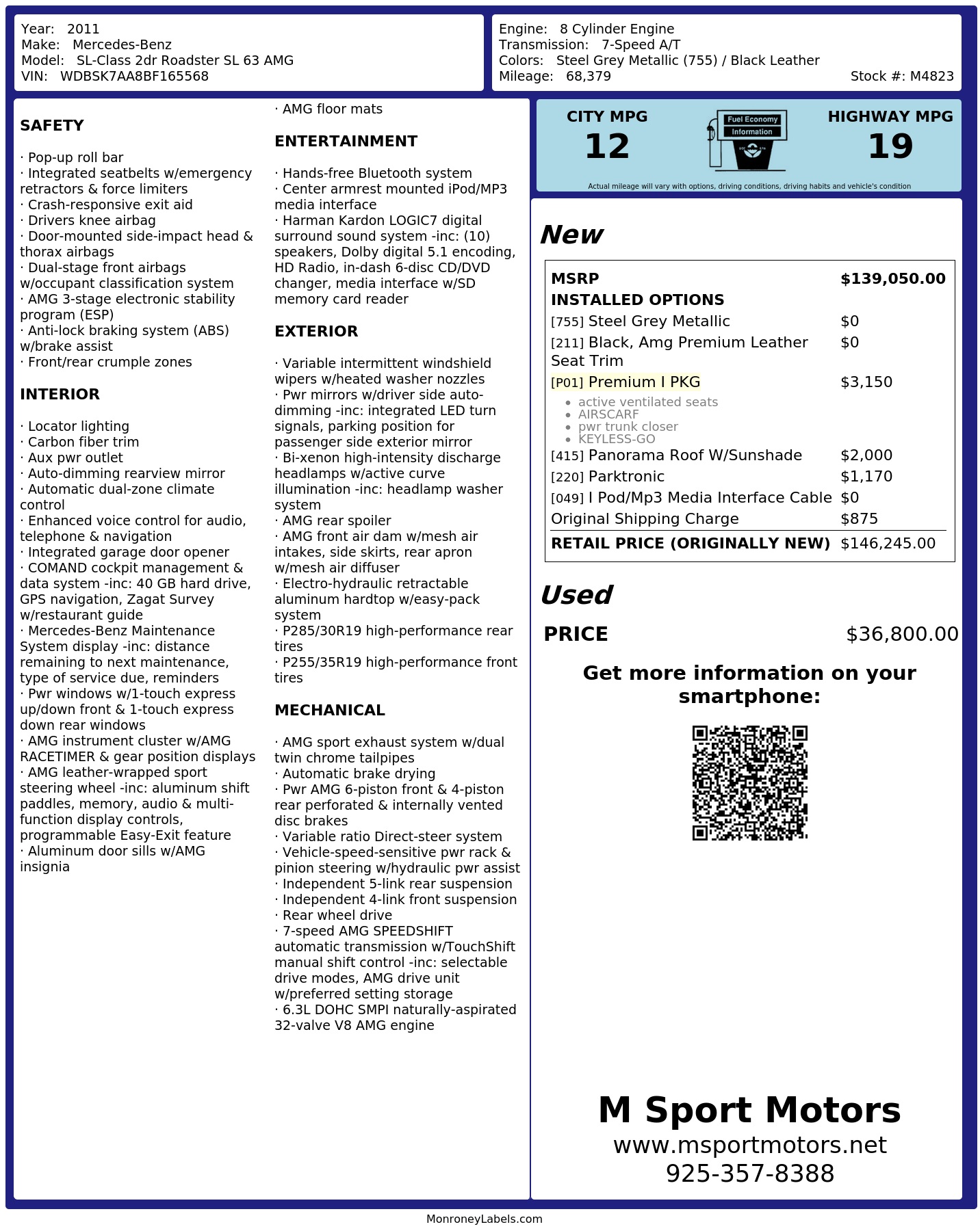 Monroney Label