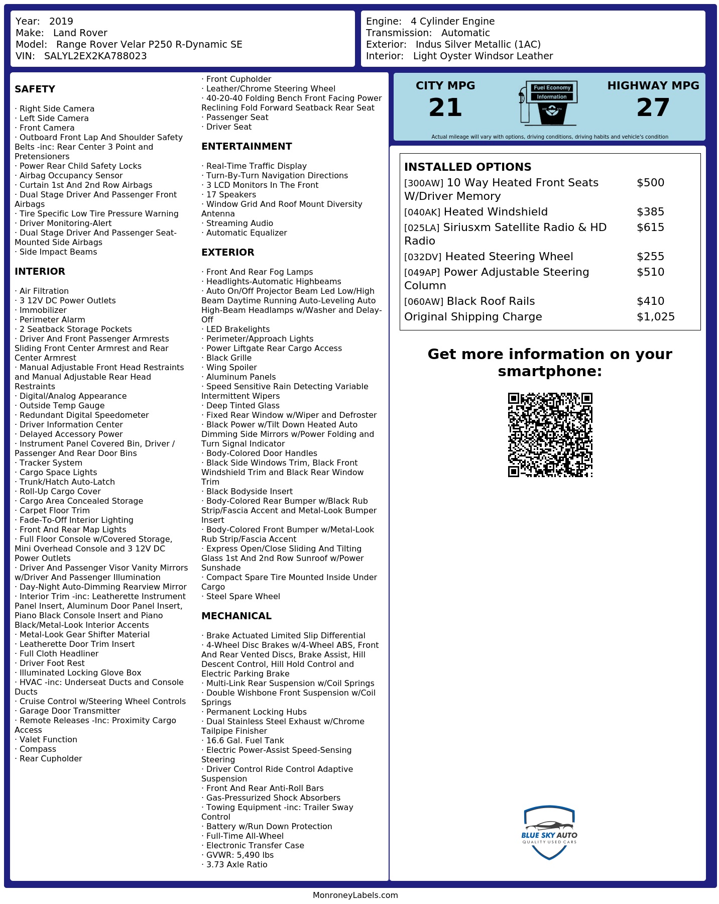 Monroney Label