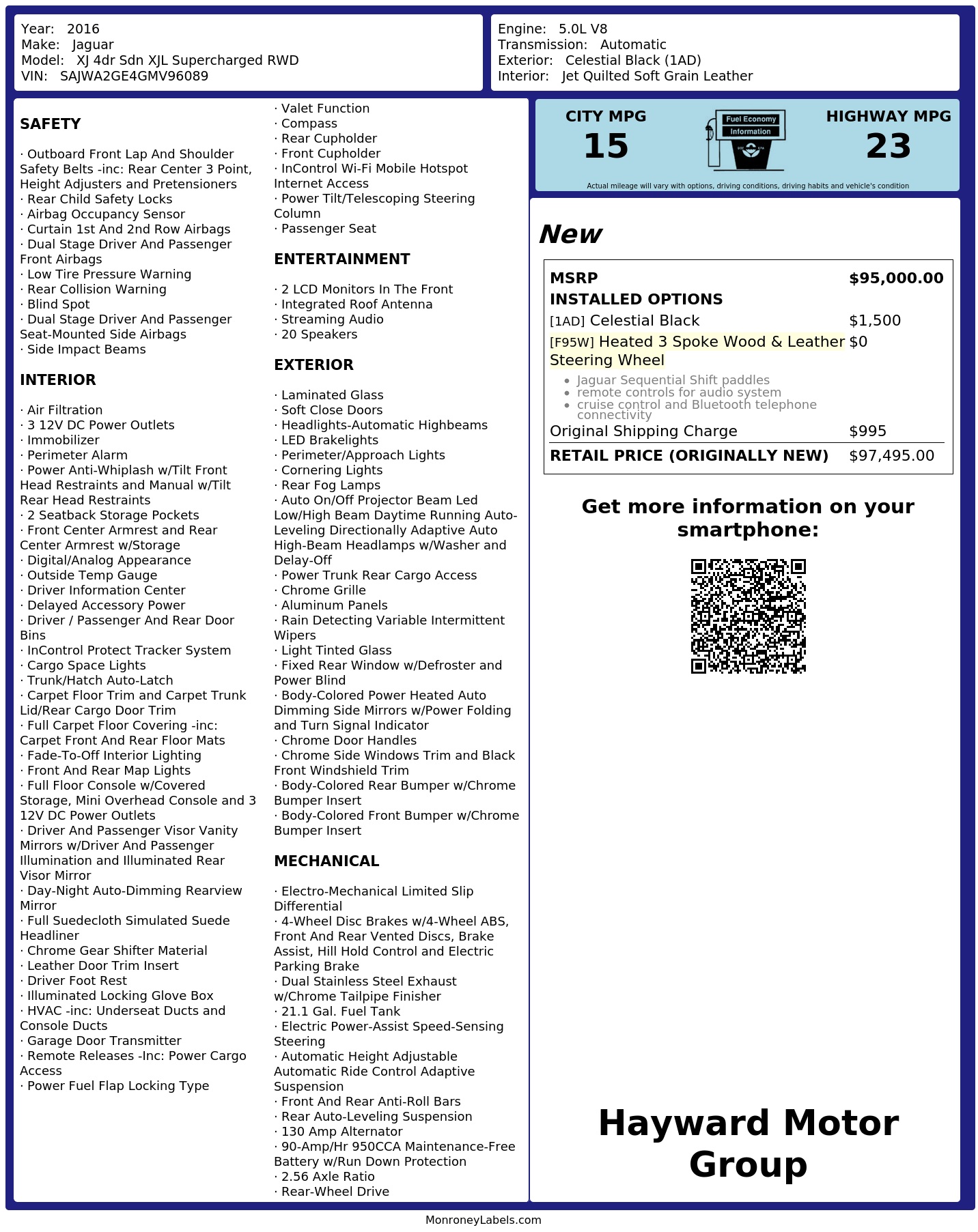 Monroney Label