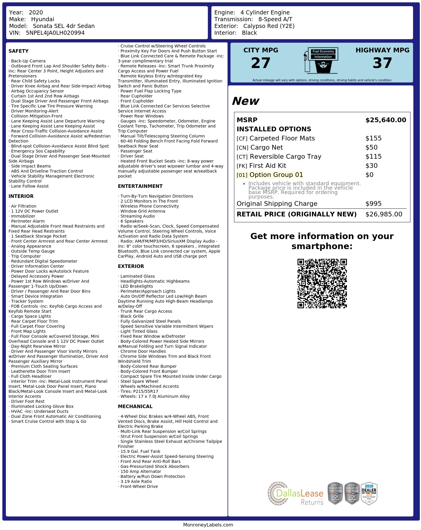 Monroney Label