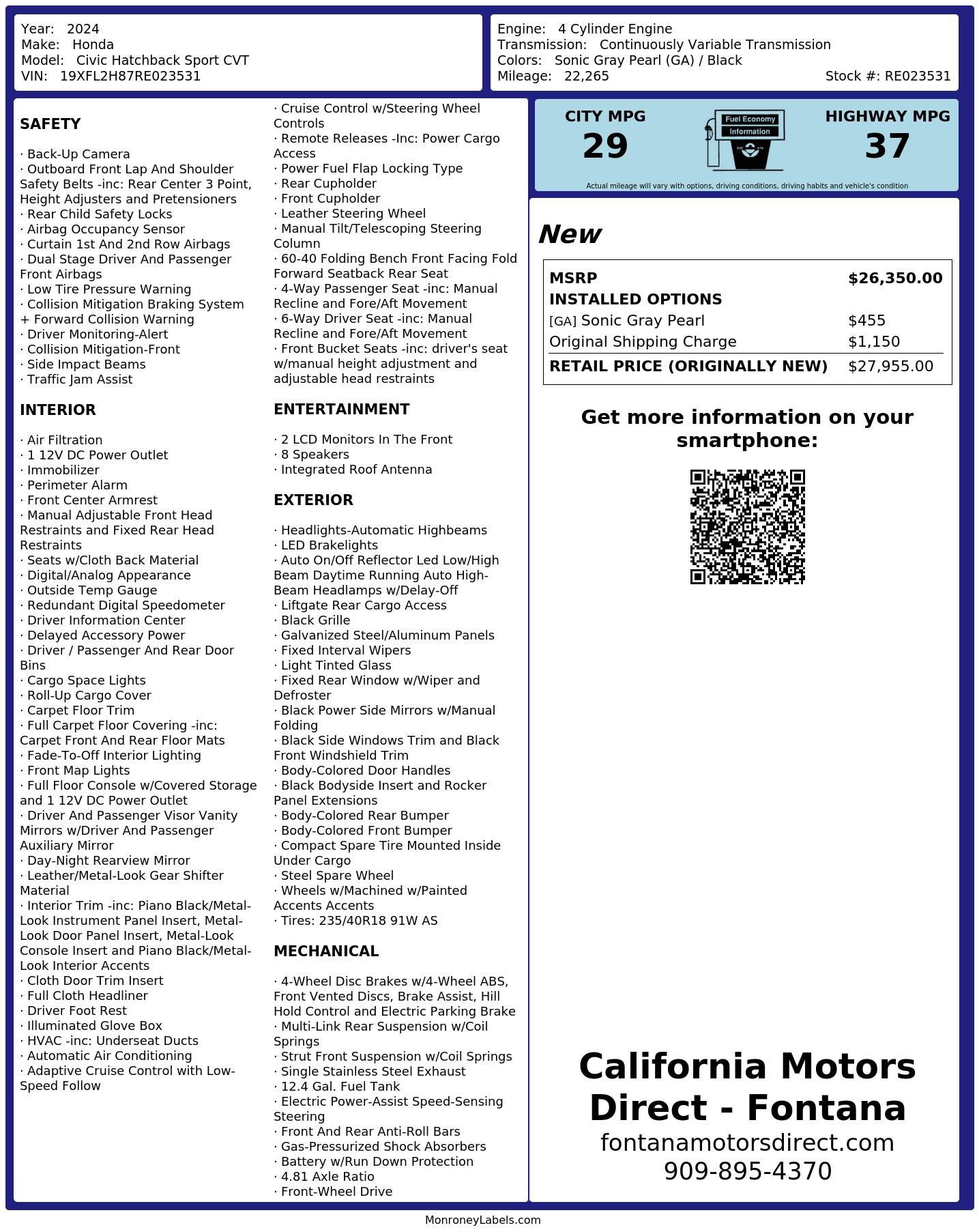 Monroney Label