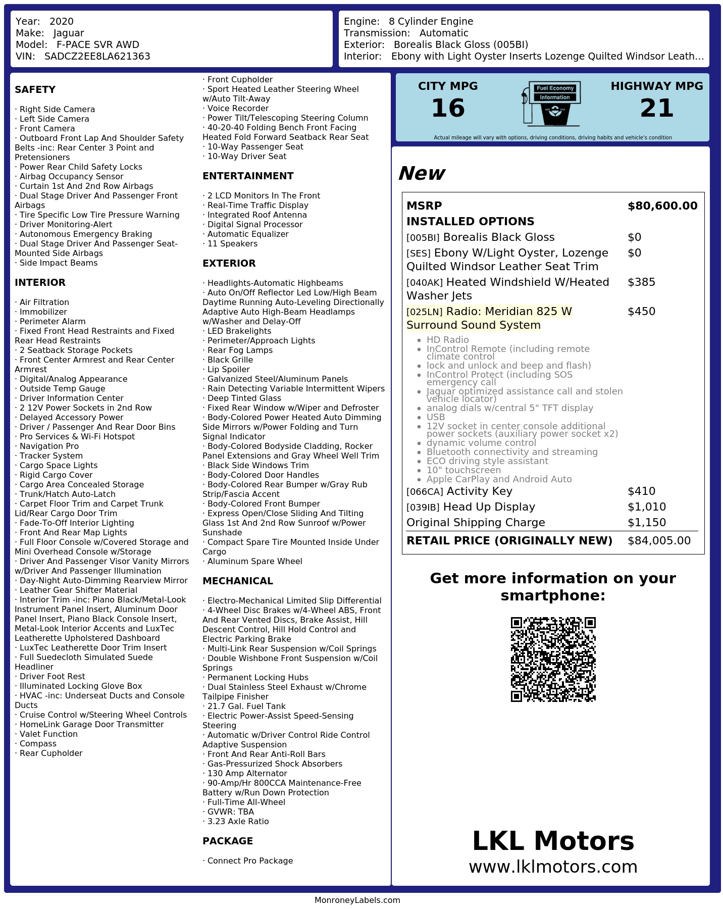 Monroney Label