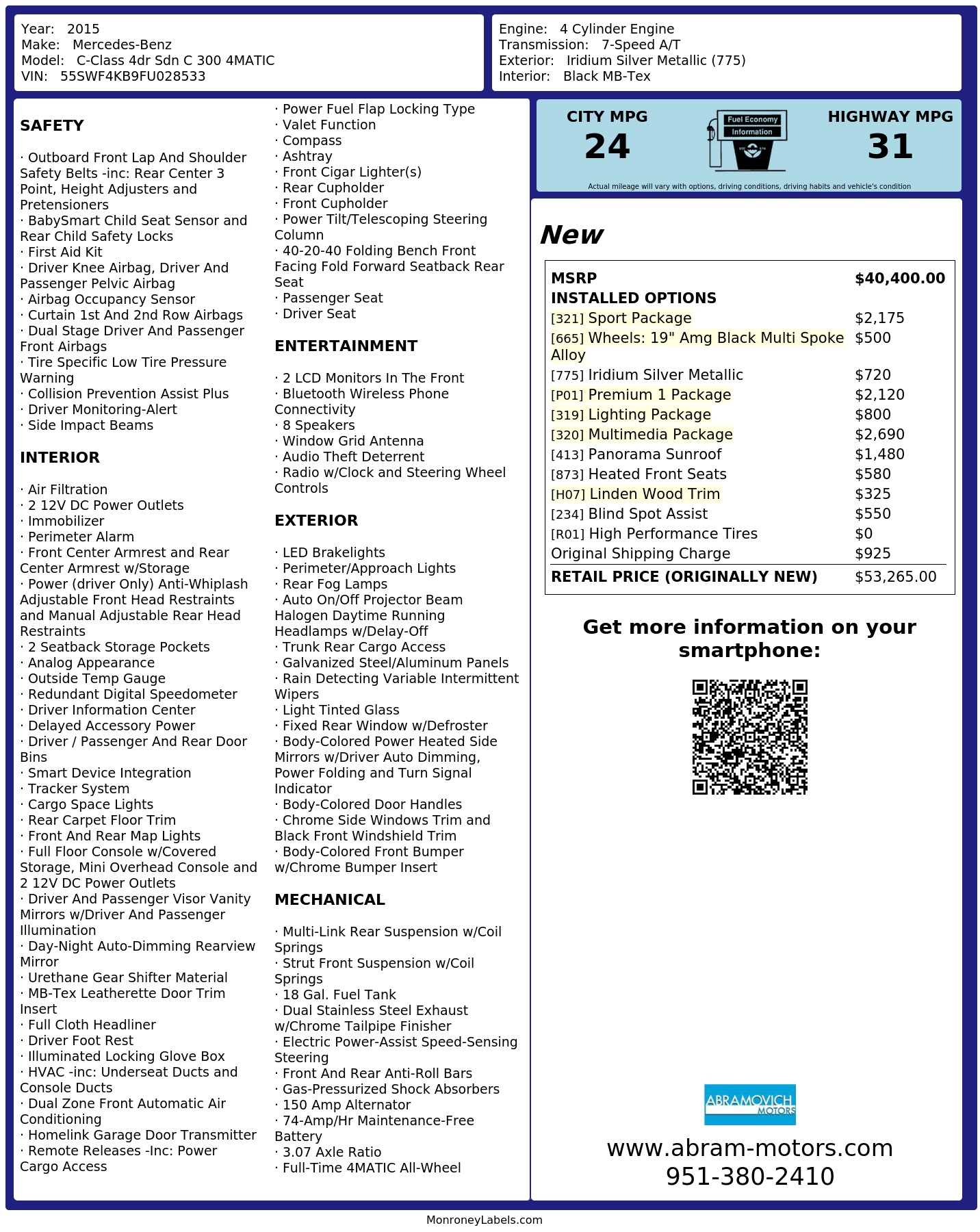 Monroney Label