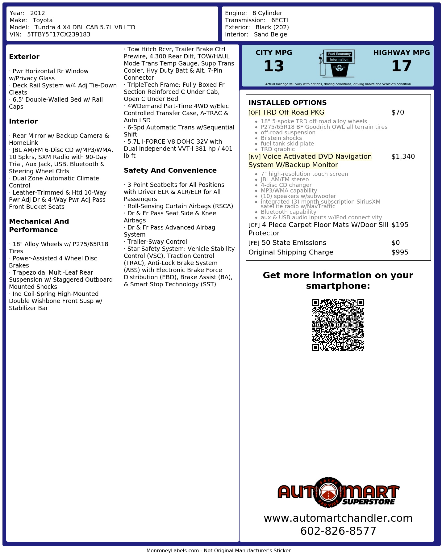 Monroney Label