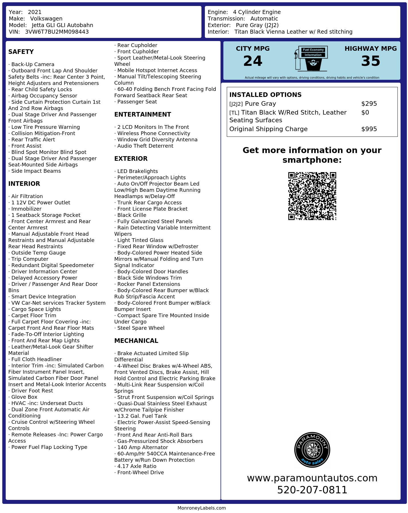 Monroney Label