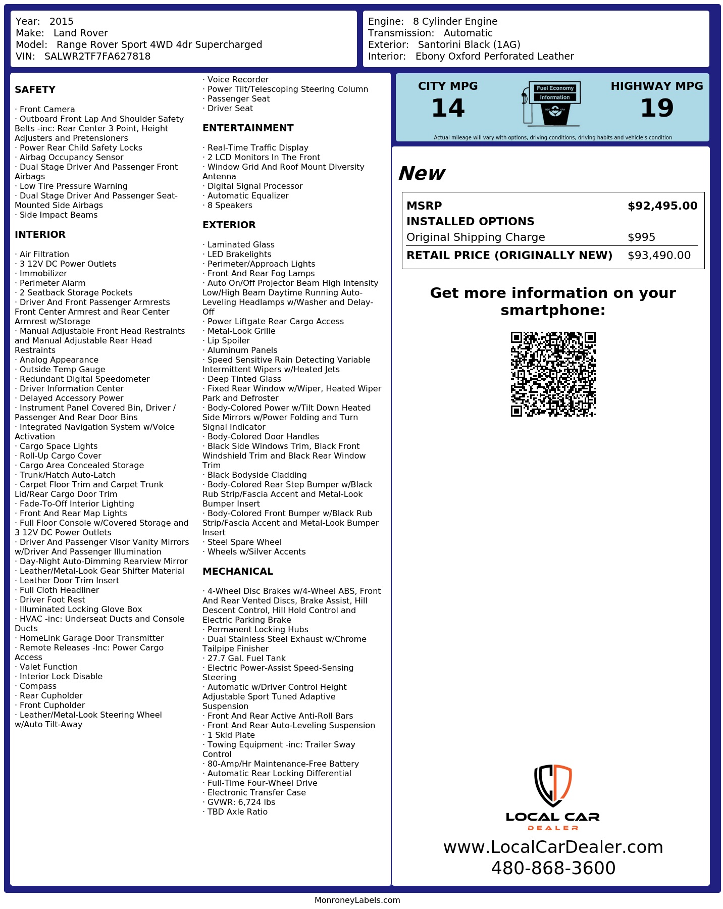 Monroney Label