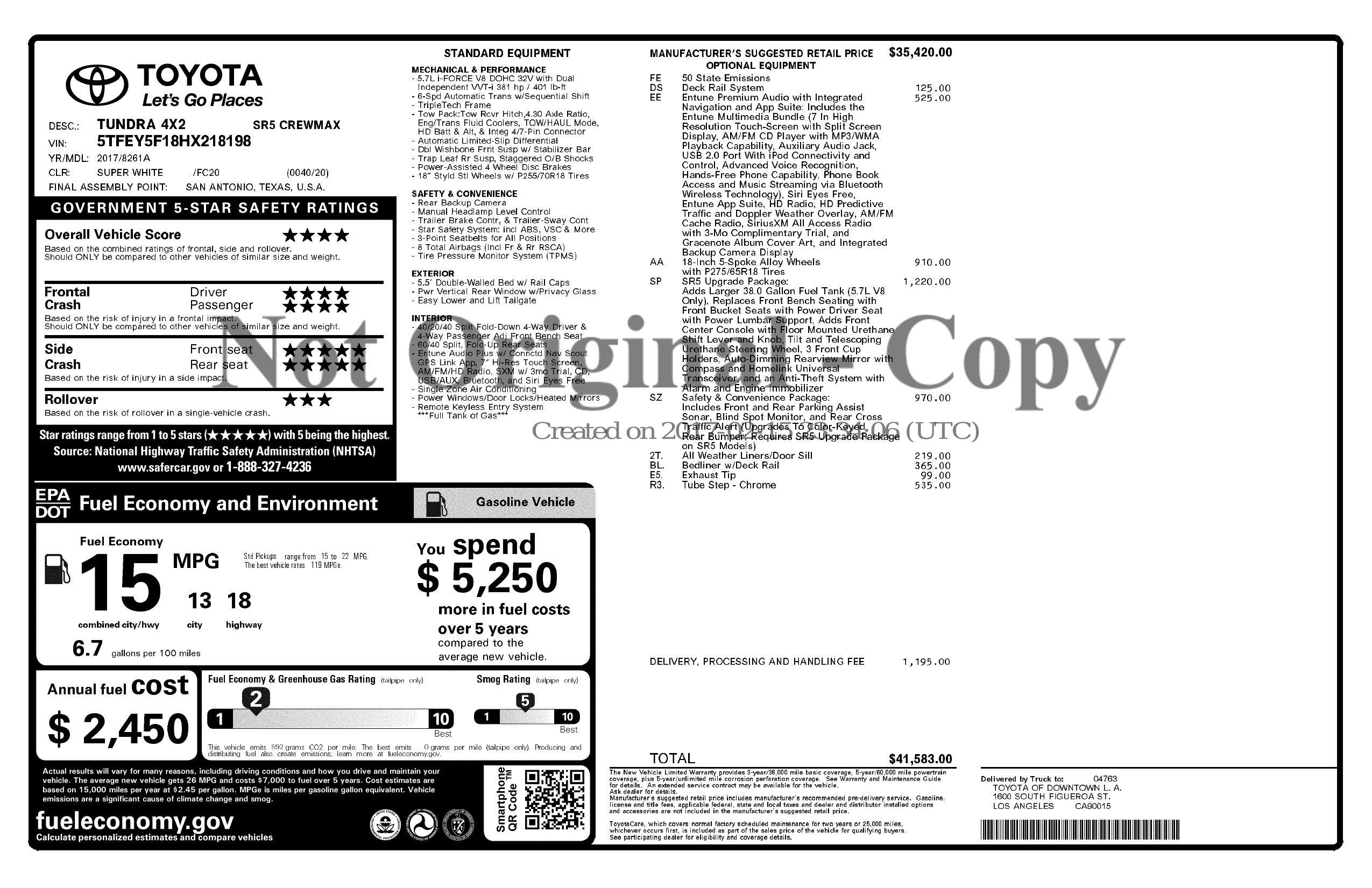 Monroney Label