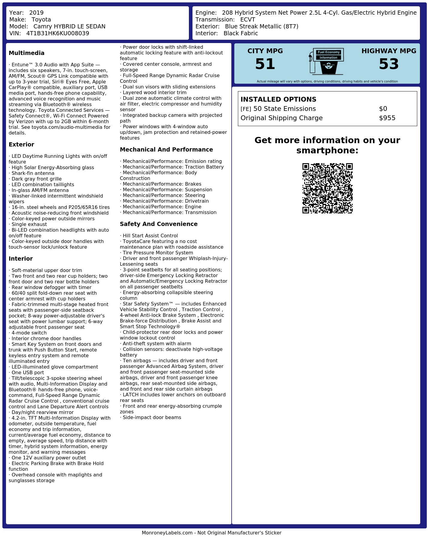 Monroney Label