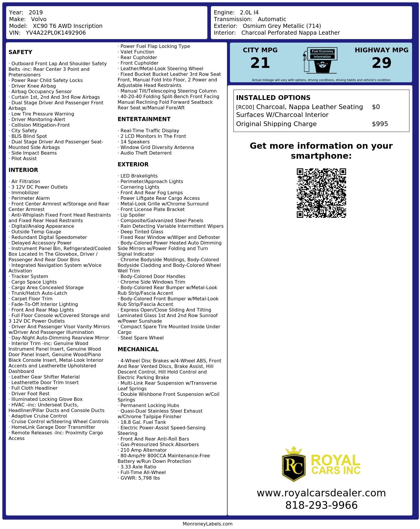 Monroney Label