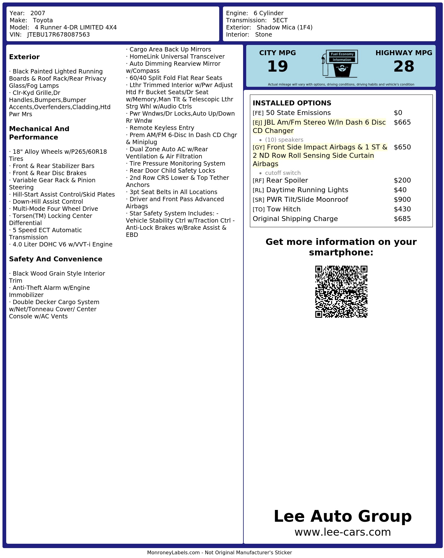 Monroney Label