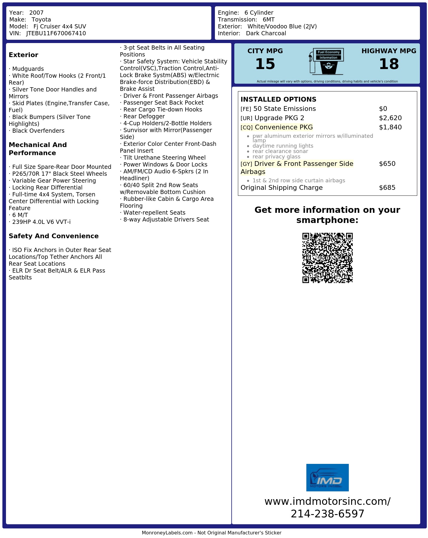 Monroney Label