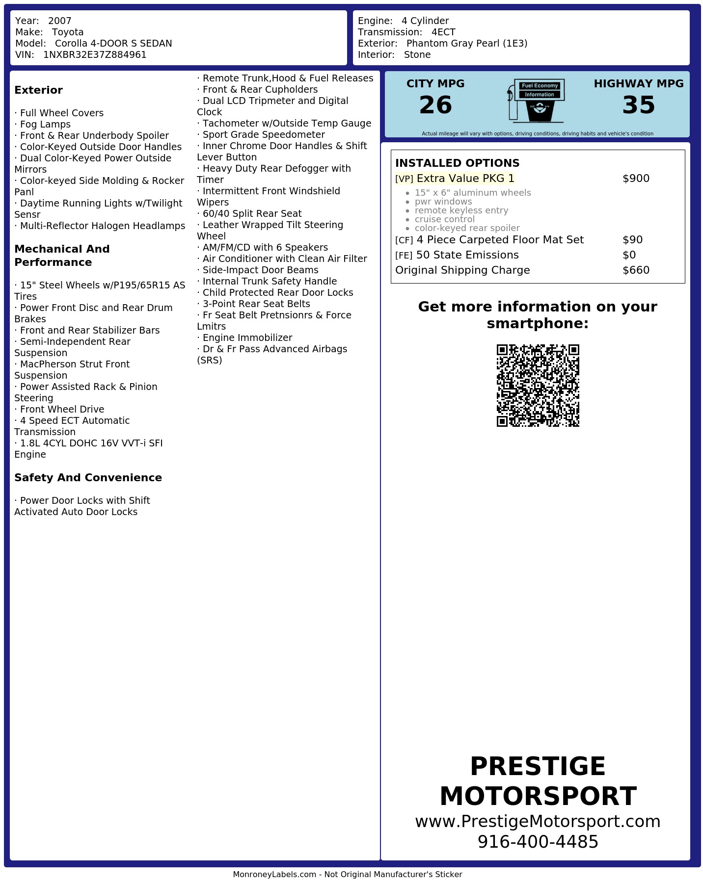 Monroney Label
