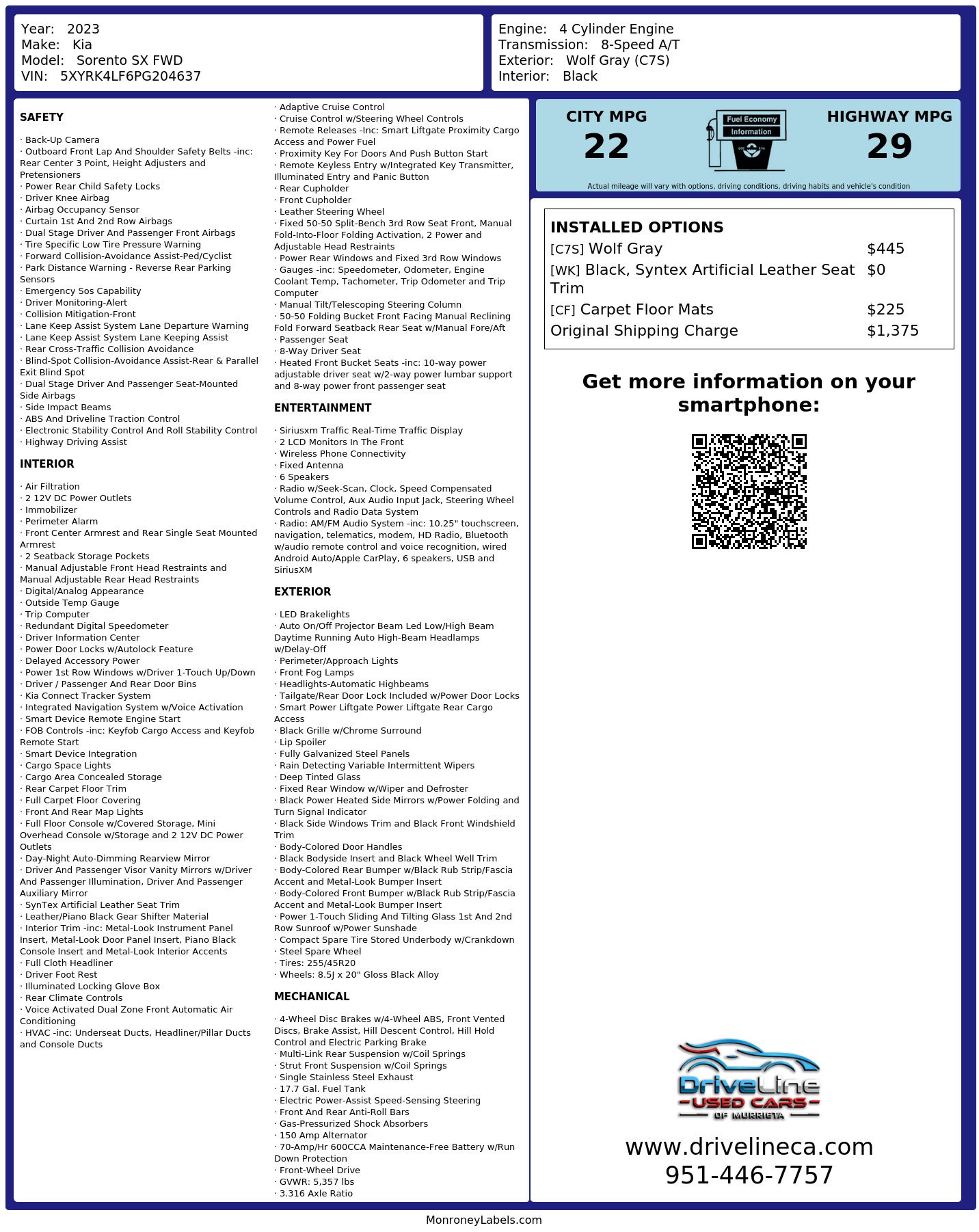 Monroney Label