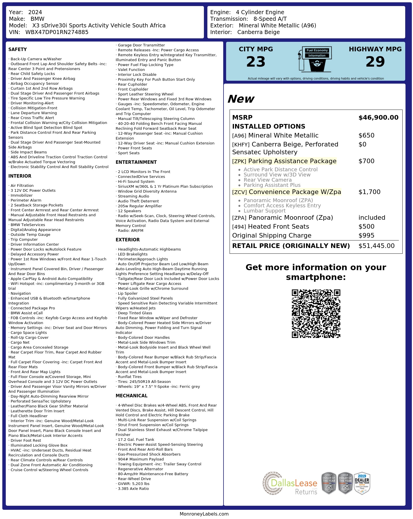 Monroney Label
