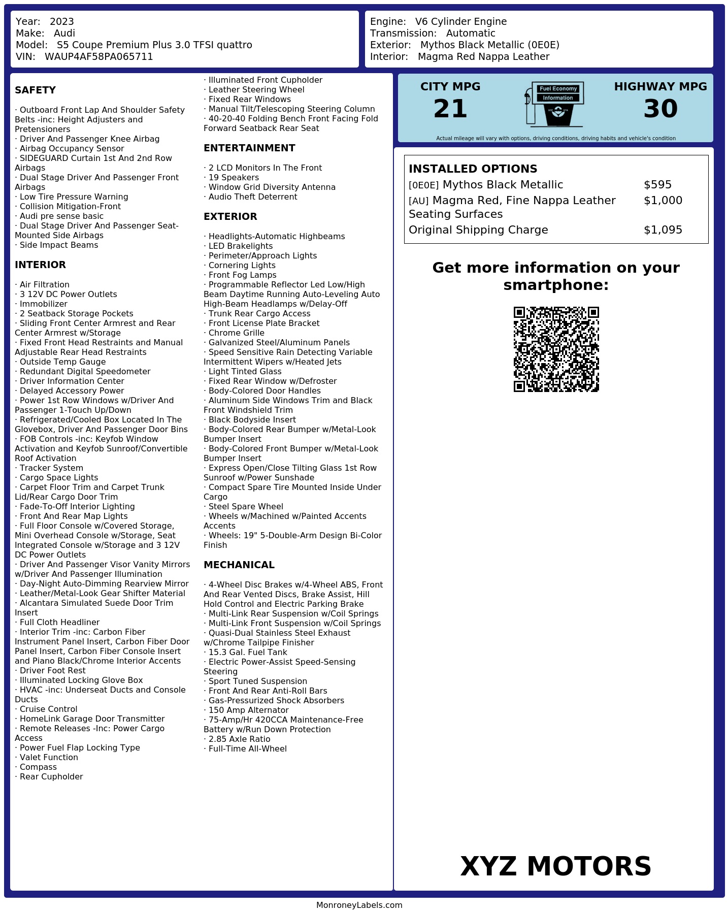 Monroney Label