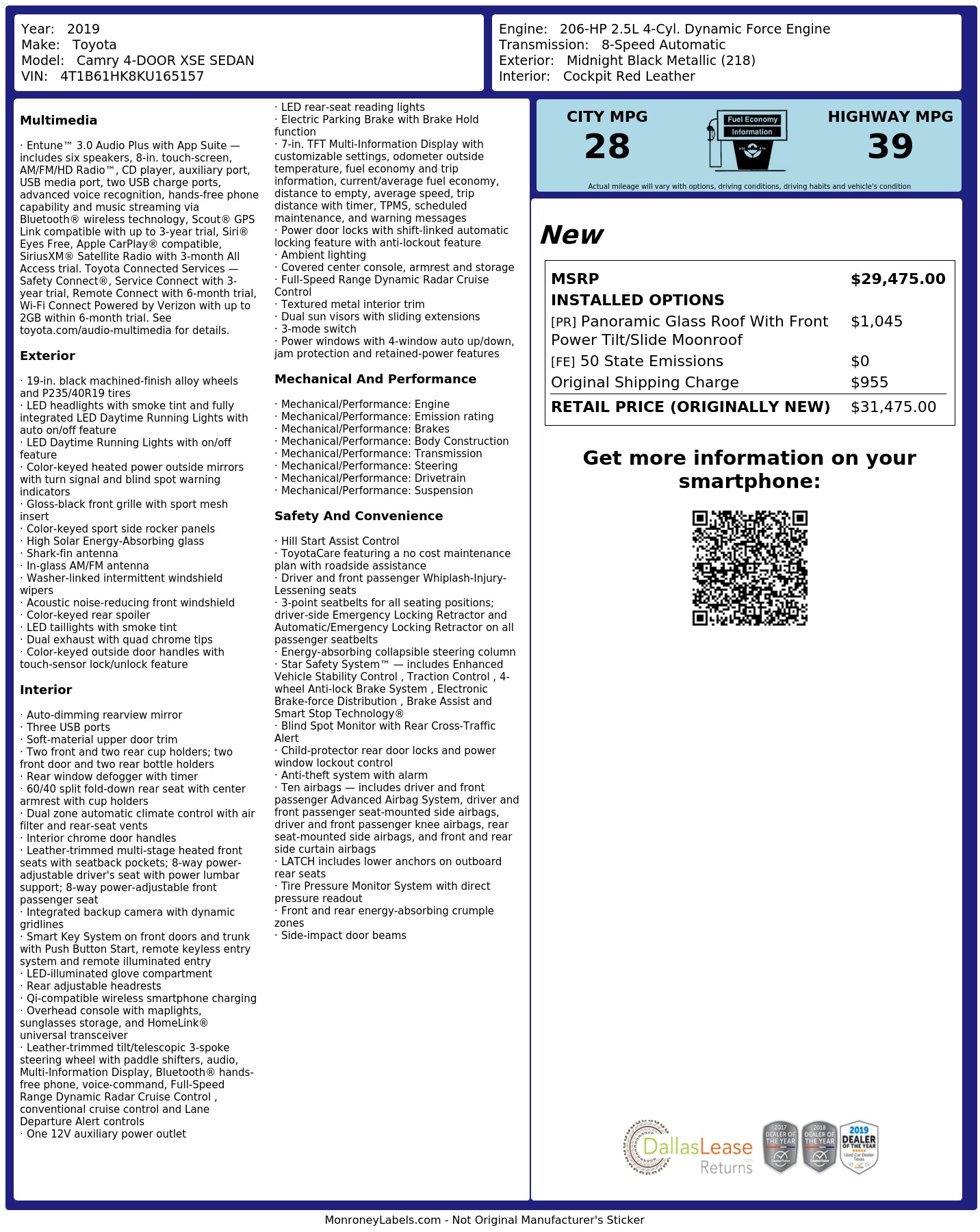Monroney Label