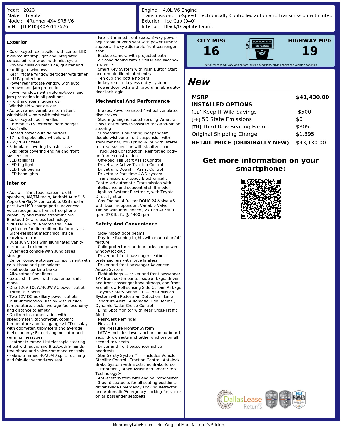 Monroney Label