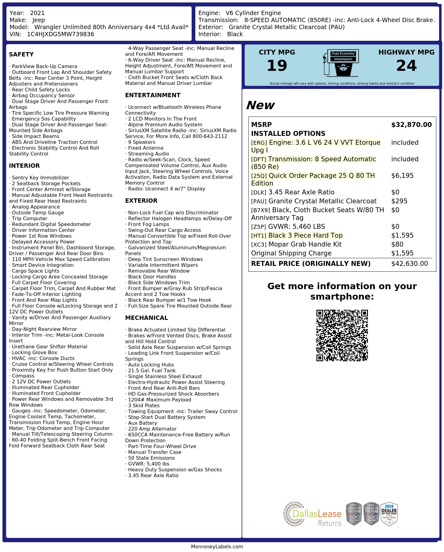 Monroney Label