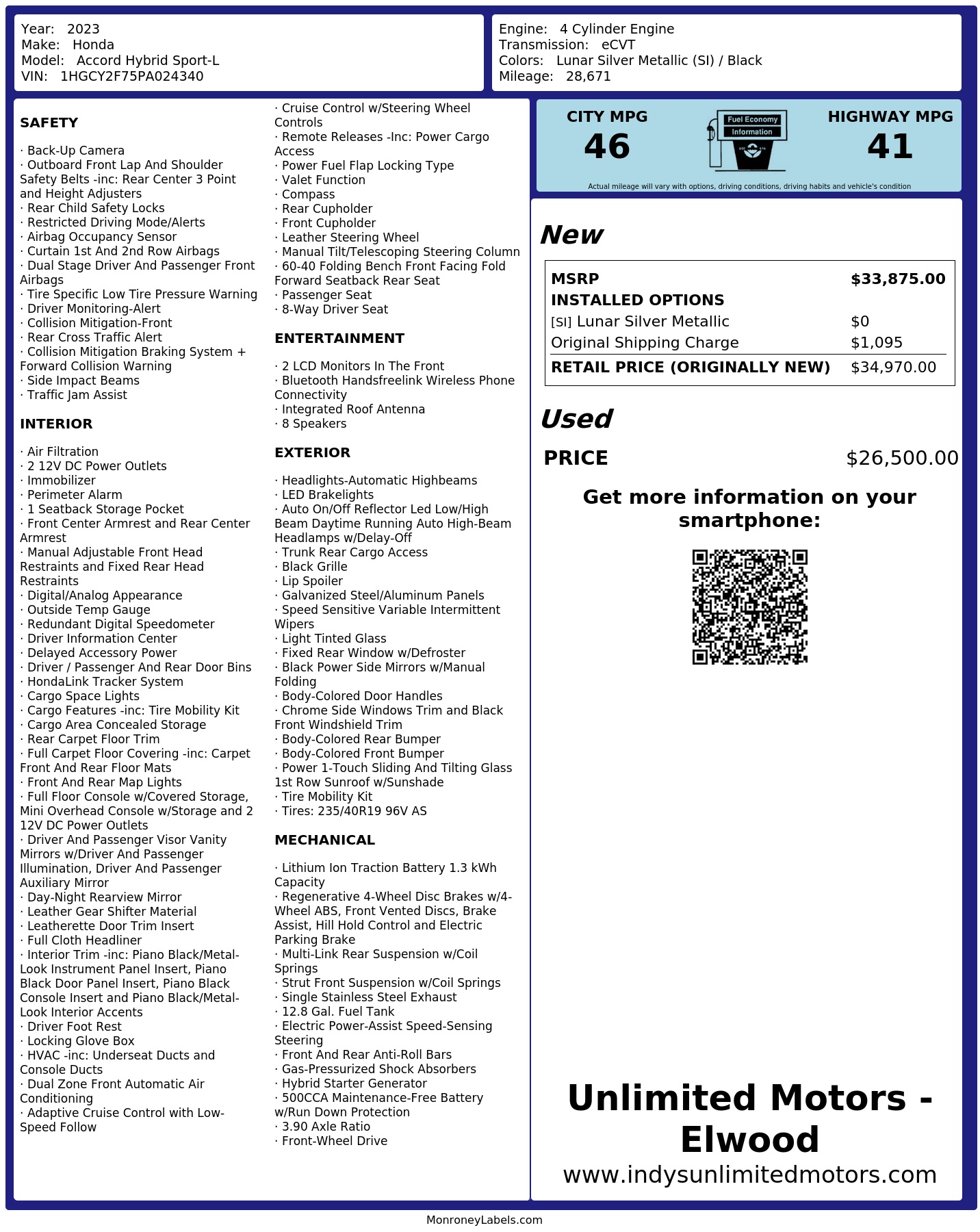 Monroney Label