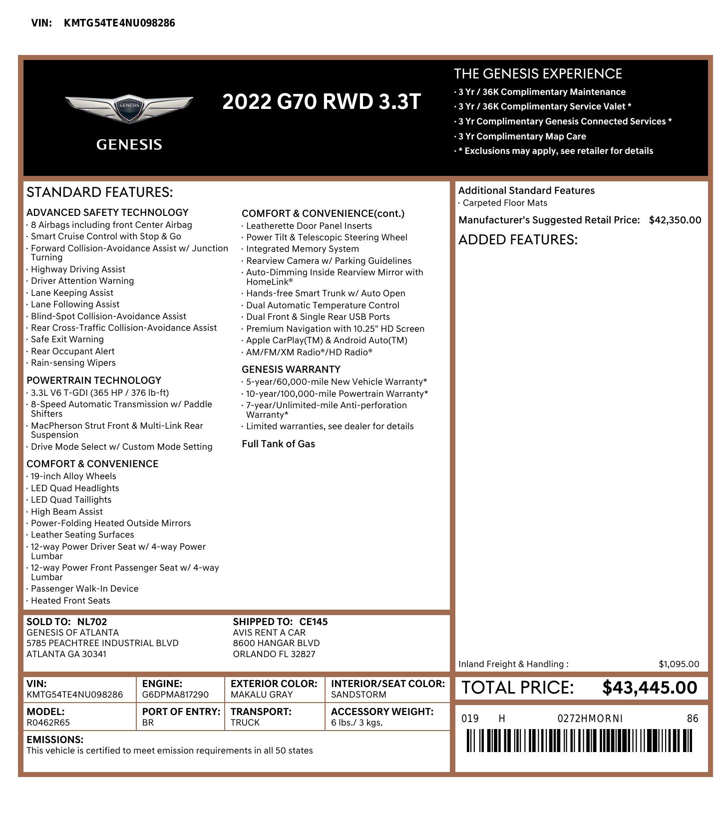 Monroney Label