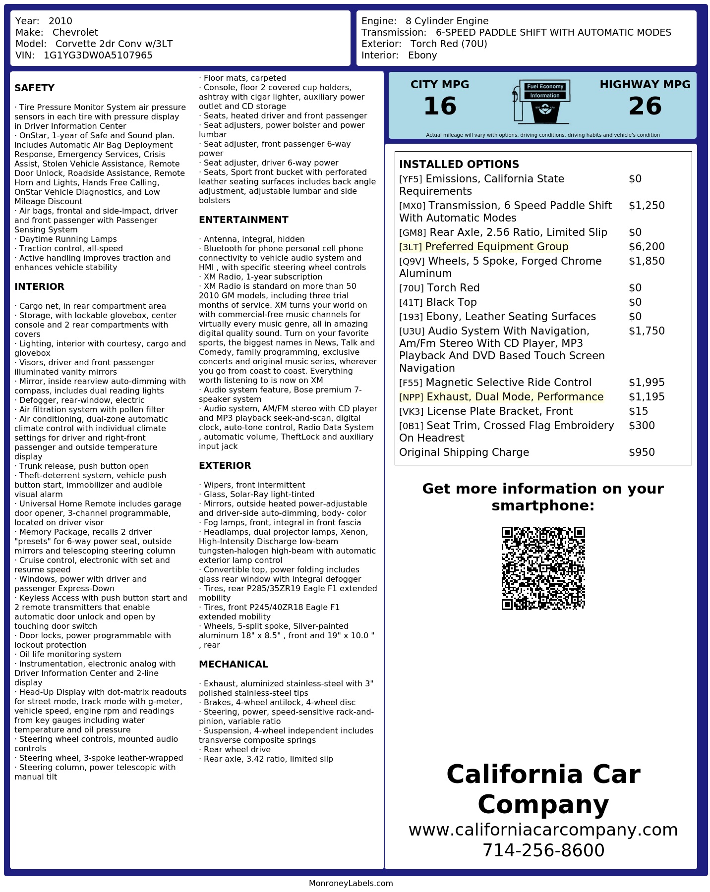 Monroney Label