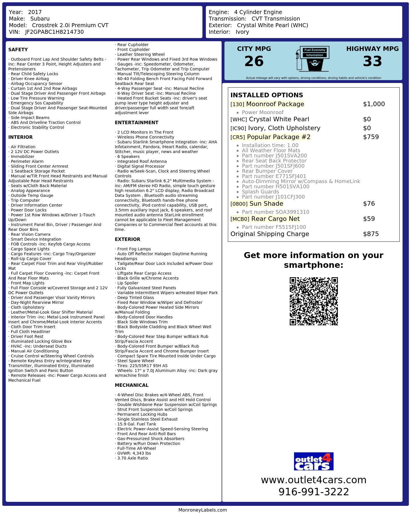 Monroney Label