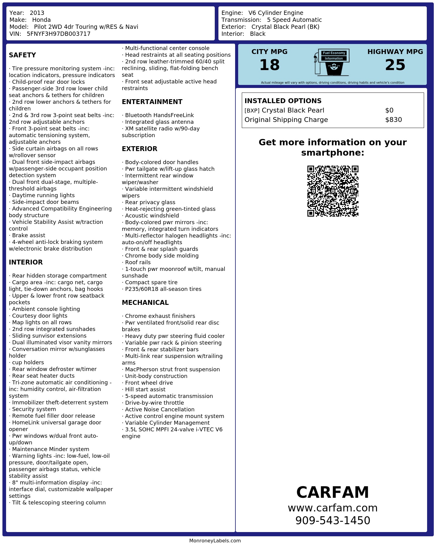 Monroney Label