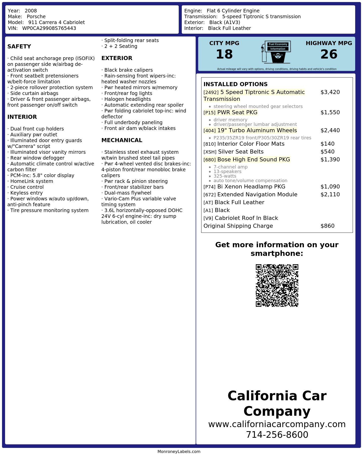 Monroney Label
