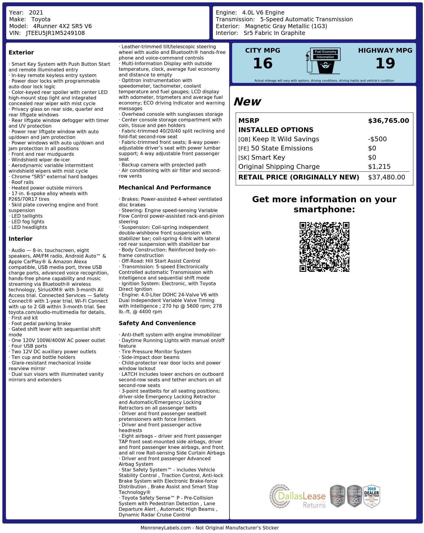 Monroney Label