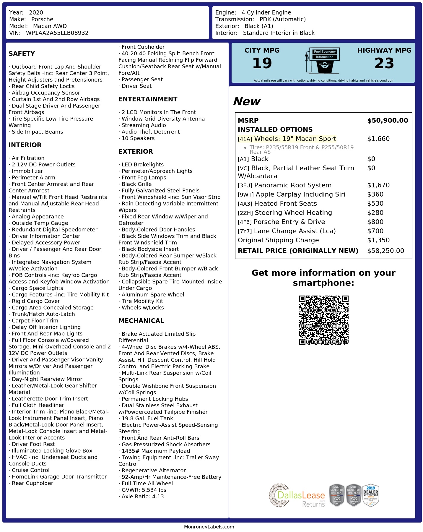 Monroney Label