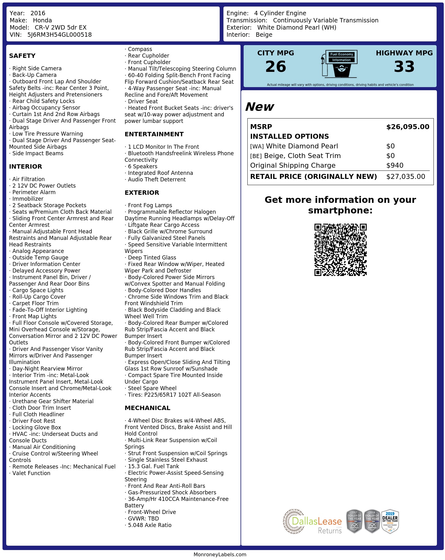 Monroney Label