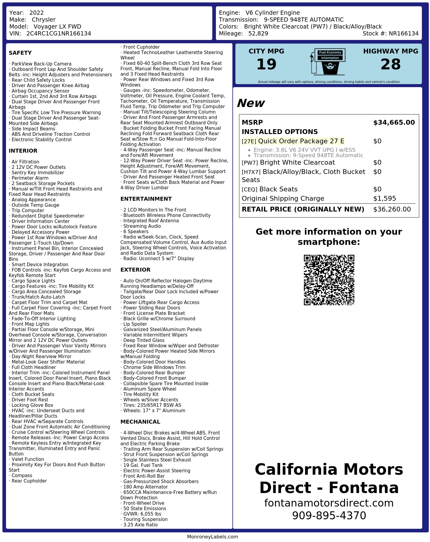 Monroney Label