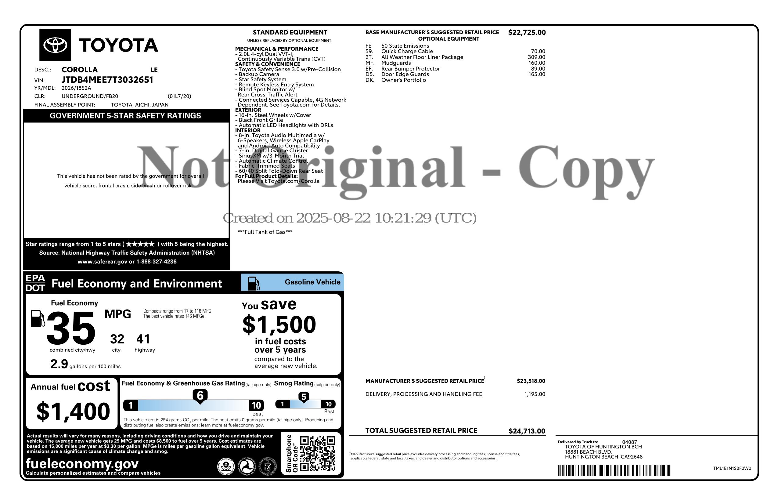 Monroney Label