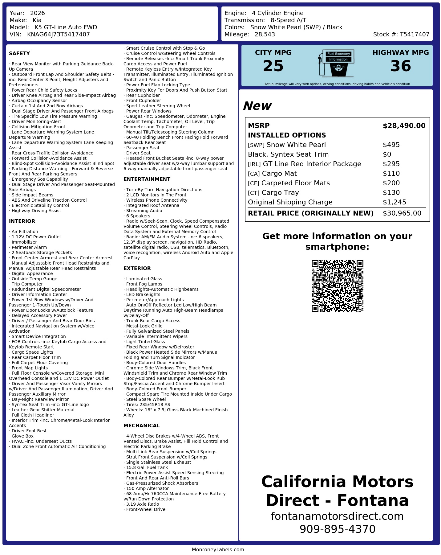 Monroney Label
