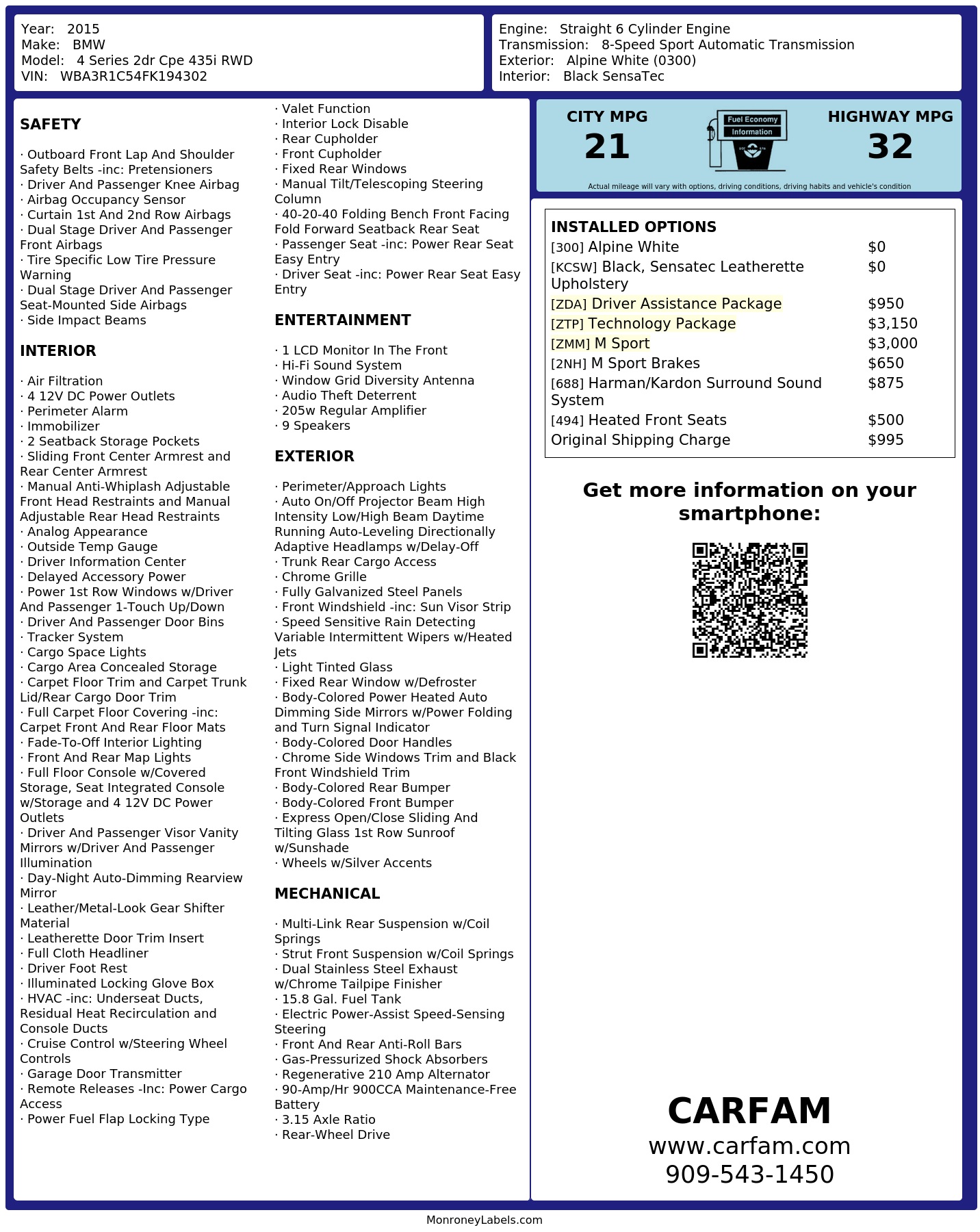 Monroney Label