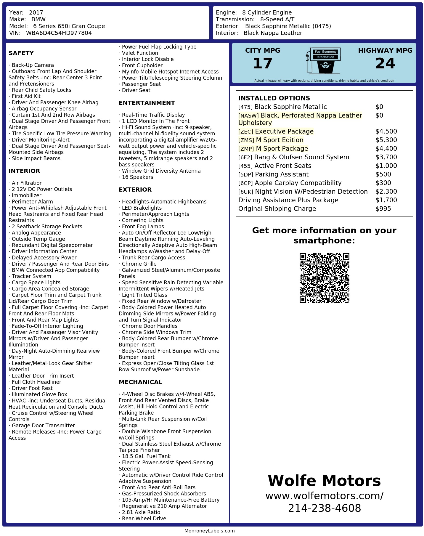 Monroney Label
