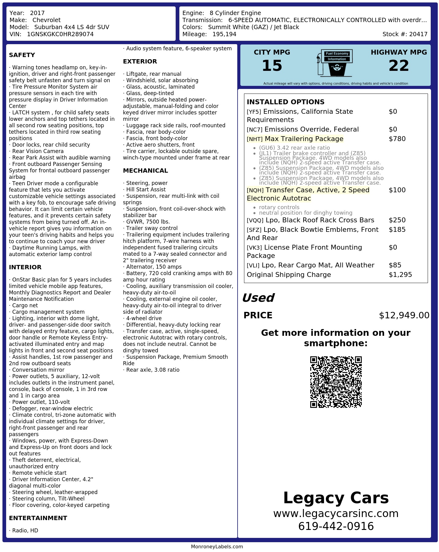 Monroney Label