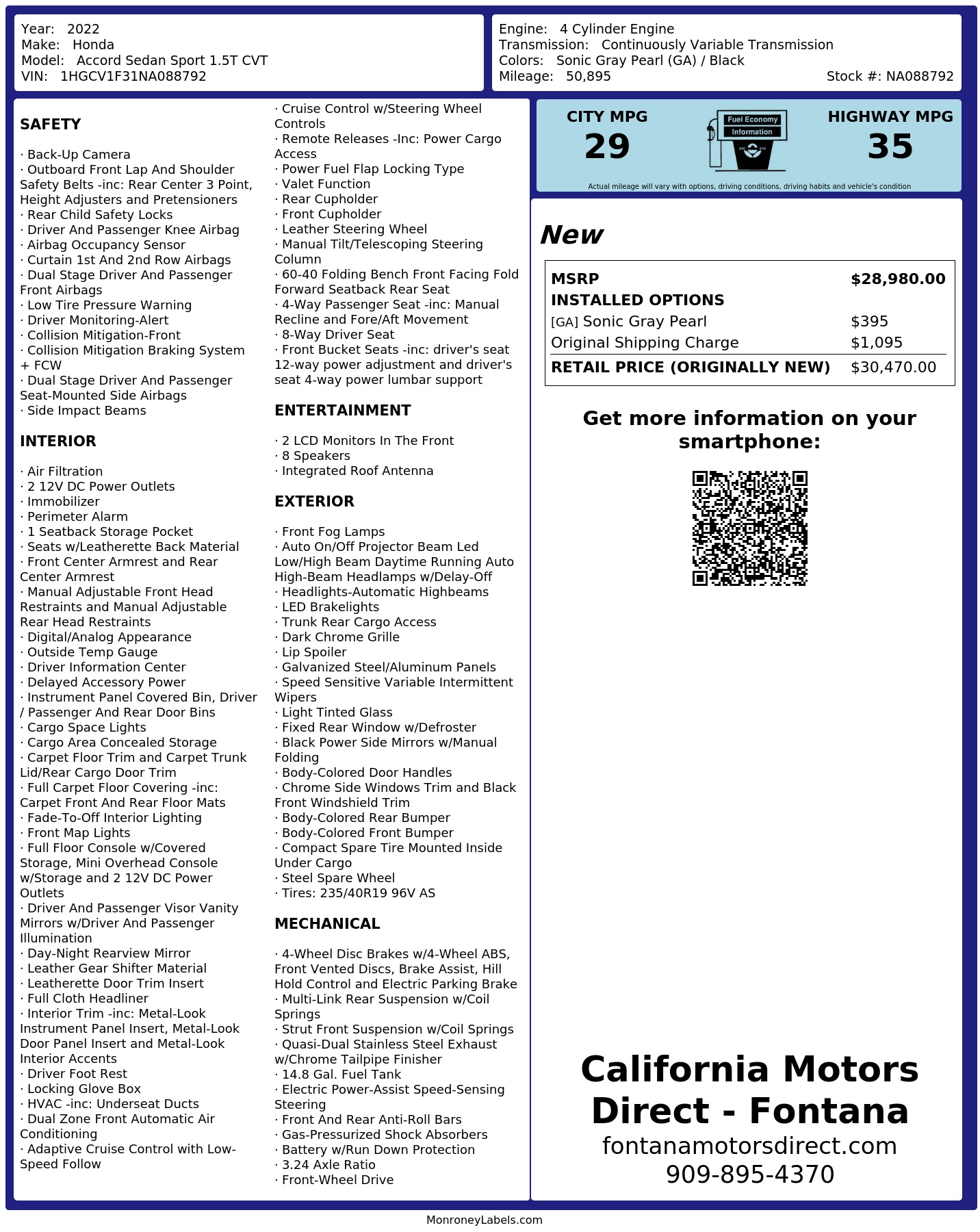 Monroney Label