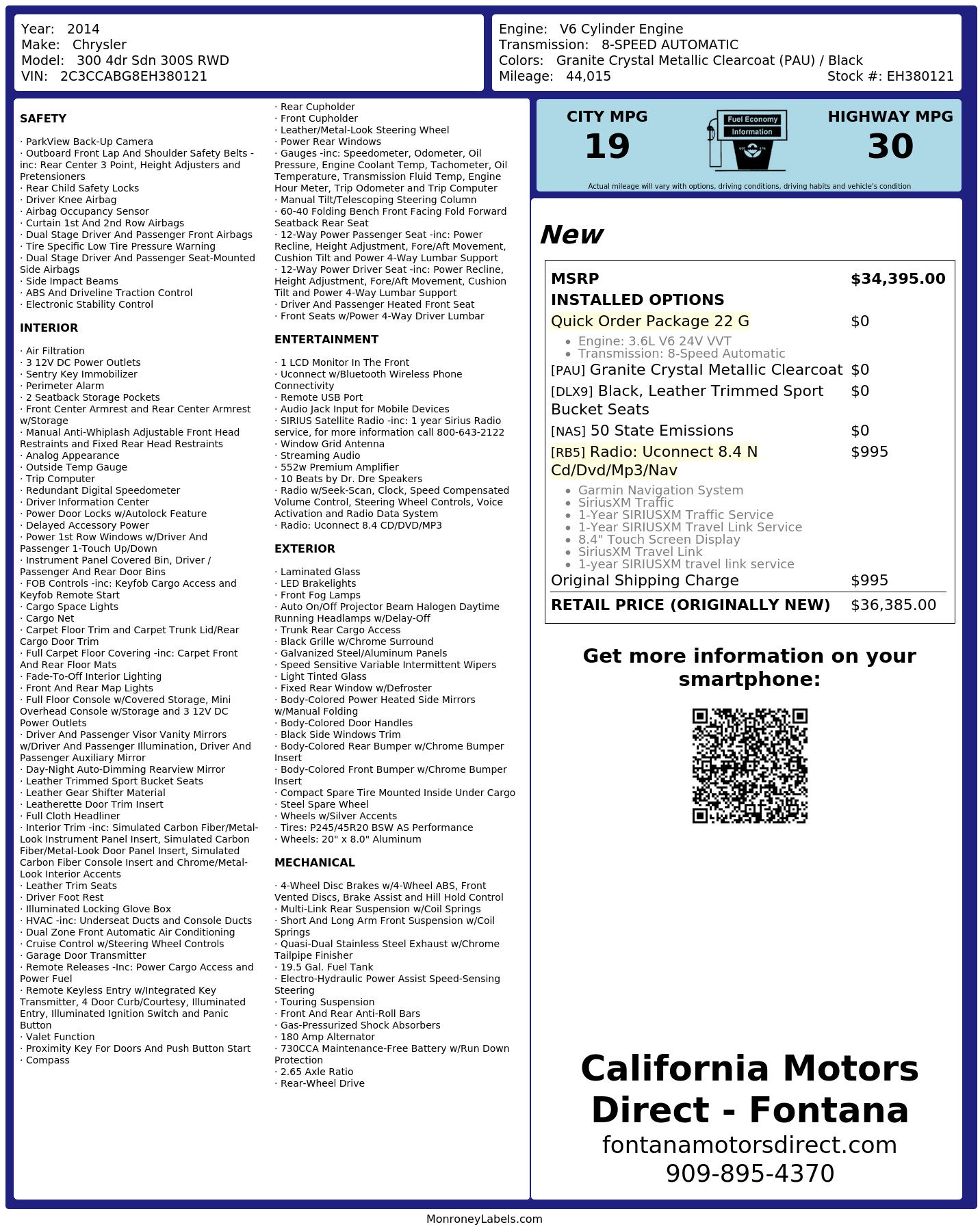 Monroney Label