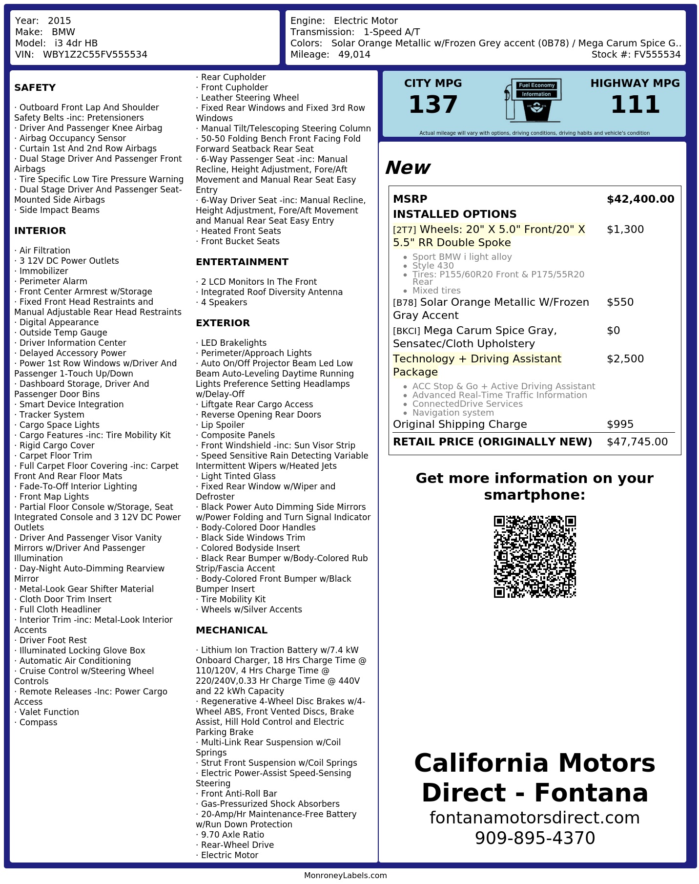 Monroney Label