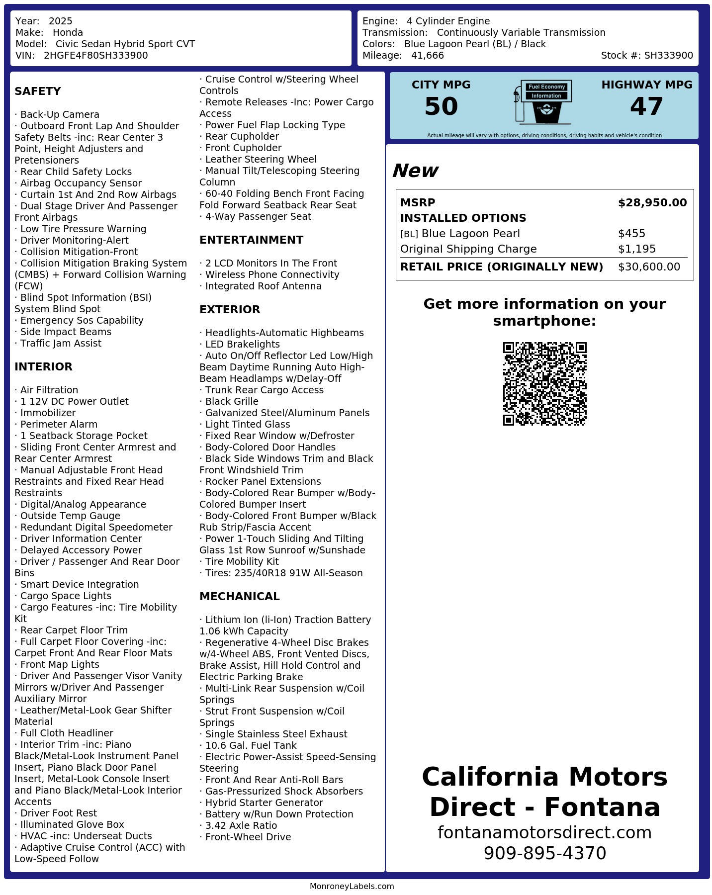 Monroney Label