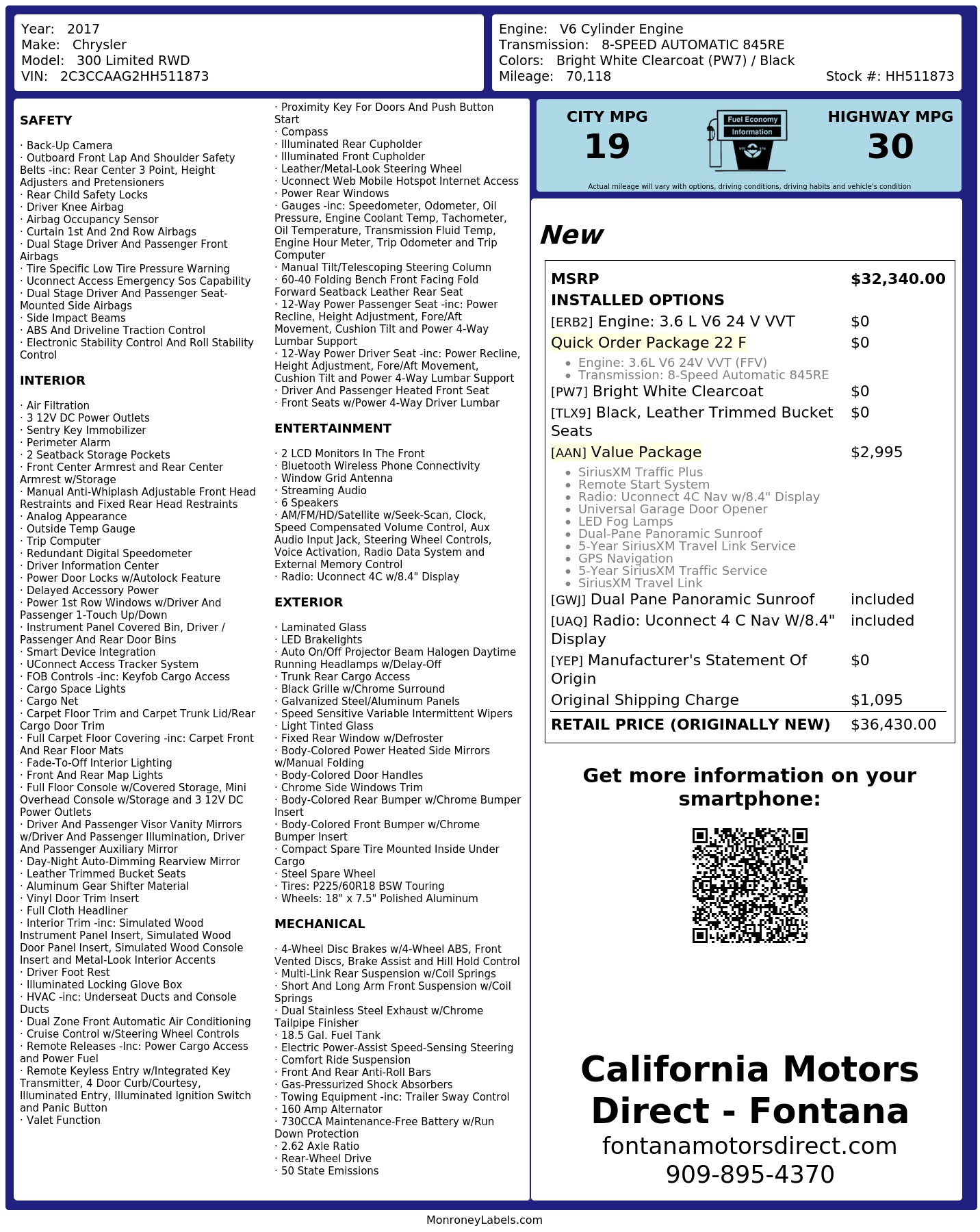 Monroney Label