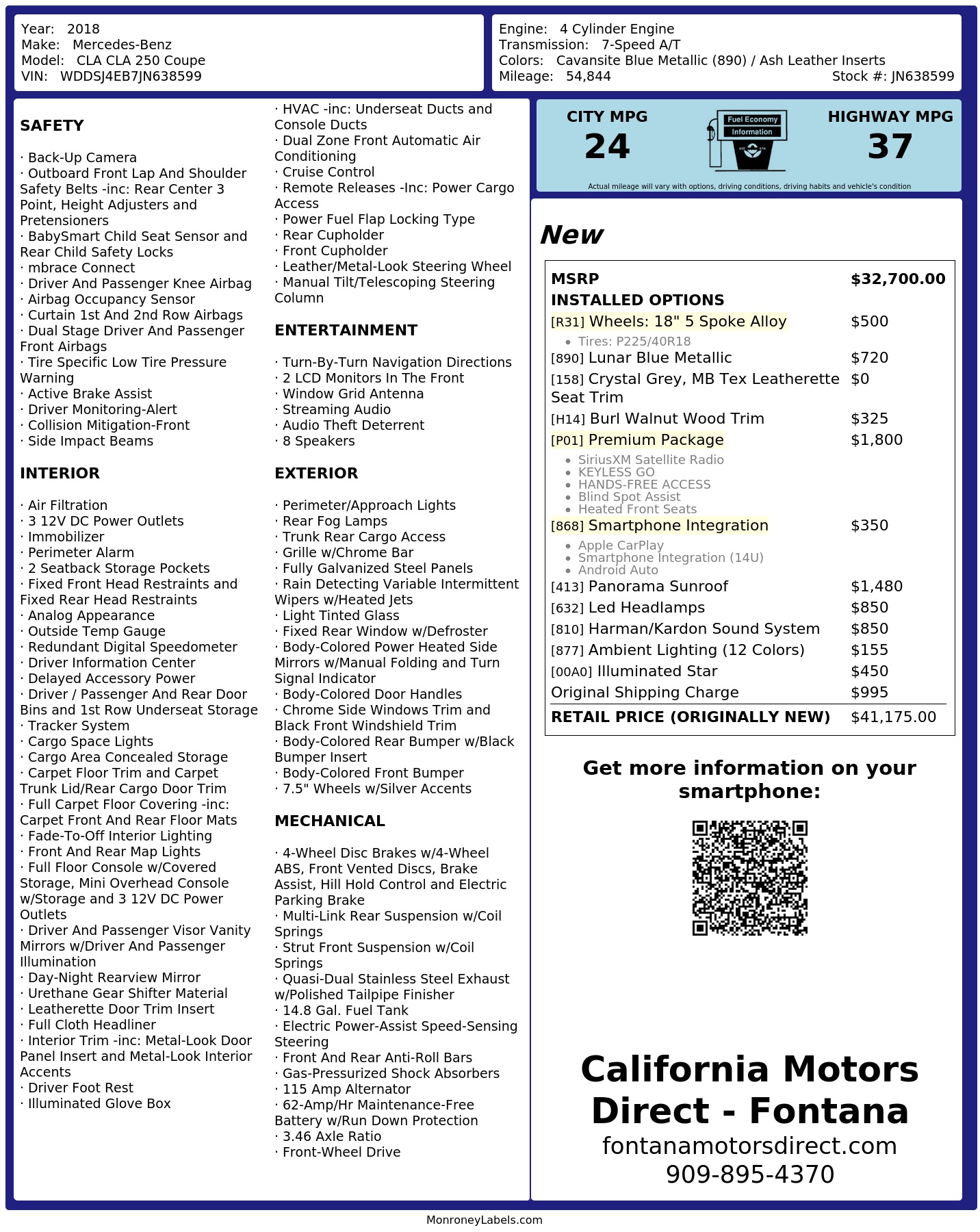 Monroney Label