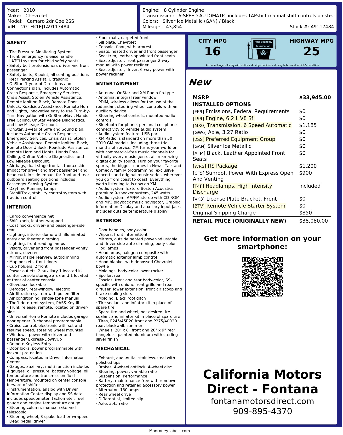 Monroney Label